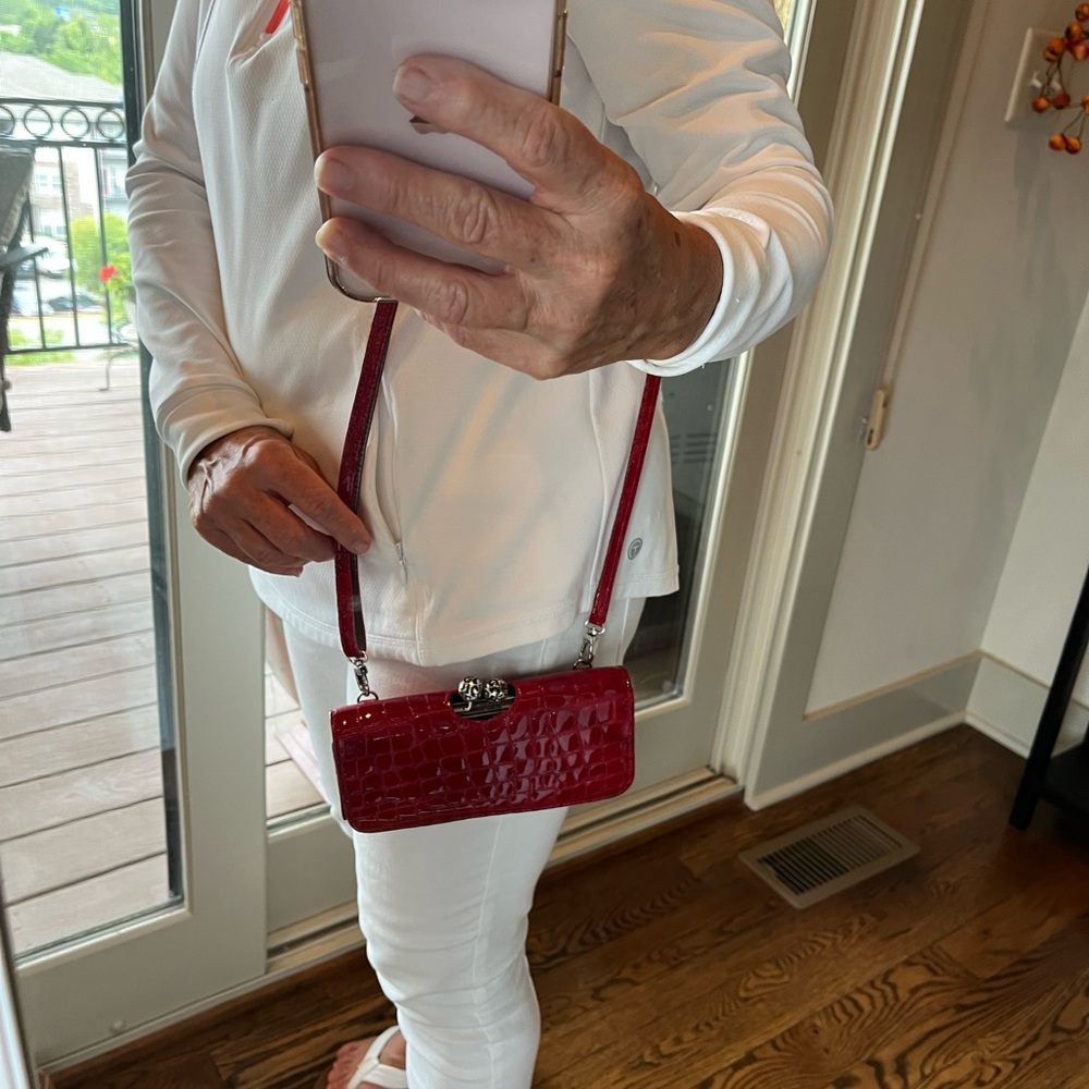 Brighton Red leather crossbody/clutch with credit card slots!